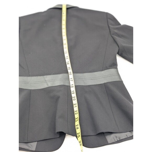 Tahari Arthur S. Levine Black Faux Leather Trim Women's Office Blazer Size 4 Sml - Picture 6 of 7